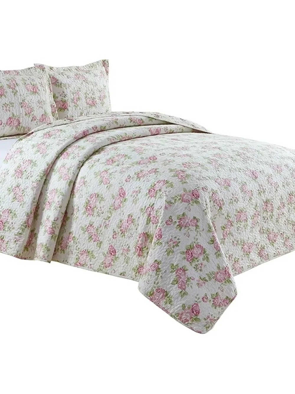 Floral Quilt Set Twin 2 piece quilt set Pink Rose Pattern 100% cotton